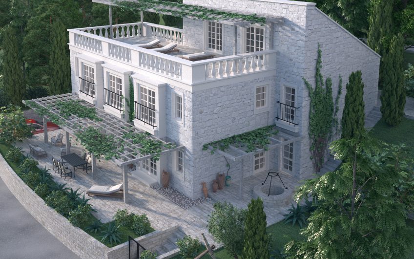 New three-storey villa on first line in Prčanj, 450 m²