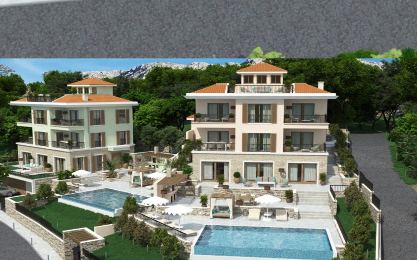 Two three-storey villas with seaview and pool in unique place near Blizikuće, 900 m²