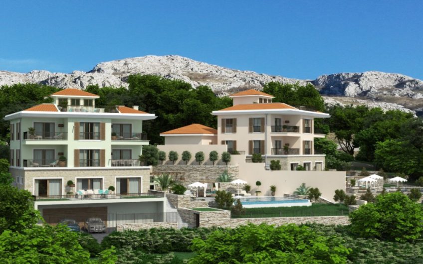 Two three-storey villas with seaview and pool in unique place near Blizikuće, 900 m²