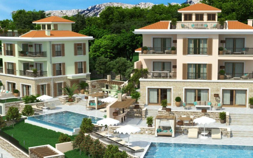 Two three-storey villas with seaview and pool in unique place near Blizikuće, 900 m²