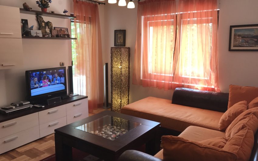 Unique two-bedroom apartment with green patio not far from sea in Petrovac, 57 m²