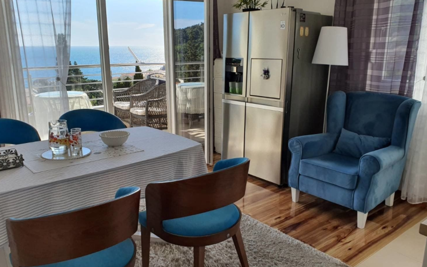 Modern one-bedroom apartment with beautiful seaview and pool in Petrovac, 45 m²