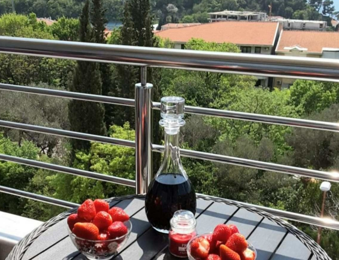 Modern one-bedroom apartment with beautiful seaview and pool in Petrovac, 45 m²